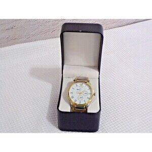 Omex Orlando Quartz Men's Wristwatch Silver & Gold Tone Dbl Folded Clasp Roman #